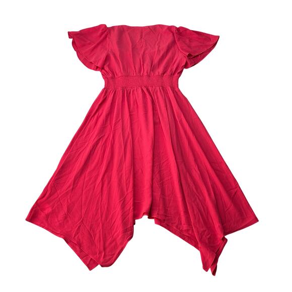 Michael Kors Plus Size Handkerchief Hem Dress 1X Geranium Pink NWT - Picture 3 of 5